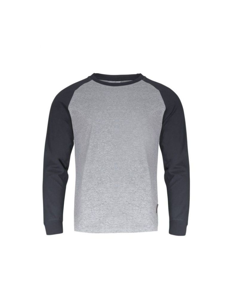 Tricou bumbac cu maneca lunga / gri-negru - 2xl