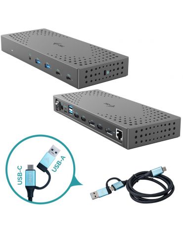 i-tec CATRIPLE4KDOCKPD2 stații de andocare și replicatoare de porturi pentru calculatoare portabile Prin cablu USB 3.2 Gen 2 - Tik.ro