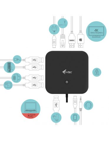 i-tec C31HDMIDPDOCKPD65 stații de andocare și replicatoare de porturi pentru calculatoare portabile Prin cablu USB 3.2 Gen 1