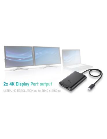 i-tec C31DUAL4KDP adaptor grafic USB 3840 x 2160 Pixel Negru