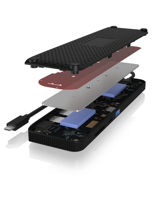 ICY BOX IB-DK2116-C stații de andocare și replicatoare de porturi pentru calculatoare portabile Prin cablu USB 3.2 Gen 1 (3.1