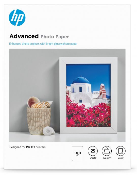 HP Hârtie foto lucioasă Advanced - 25 coli 13 x 18 cm fără chenar