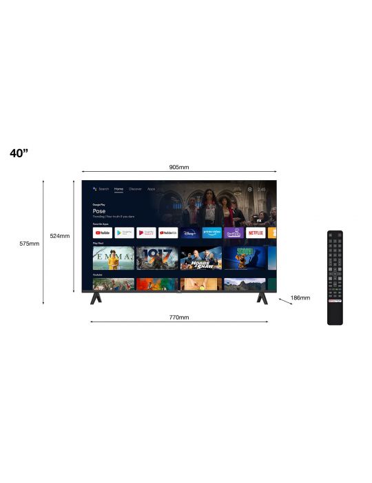 TCL S54 Series 40S5400A televizor 101,6 cm (40") Full HD Smart TV Wi-Fi Negru