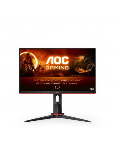 AOC G2 Q24G2A BK monitoare LCD 60,5 cm (23.8") 2560 x 1440 Pixel Negru, Roşu - Tik.ro