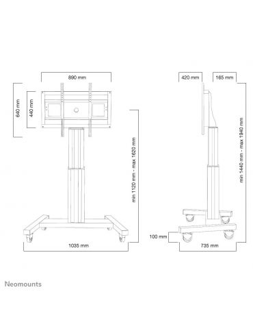 Neomounts by Newstar PLASMA-M2500 2,54 m (100") Negru Podea