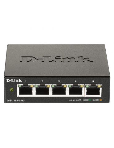 D-Link DGS-1100-05V2 switch-uri Gestionate L2 Gigabit Ethernet (10 100 1000) Negru