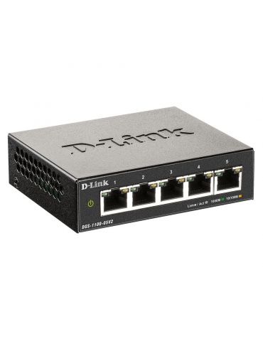D-Link DGS-1100-05V2 switch-uri Gestionate L2 Gigabit Ethernet (10 100 1000) Negru
