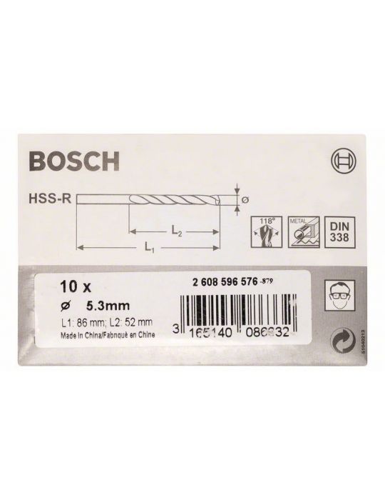 Burghie pentru metal HSS-R DIN 338 53x52x86mm set 10 buc. Bosch - 1
