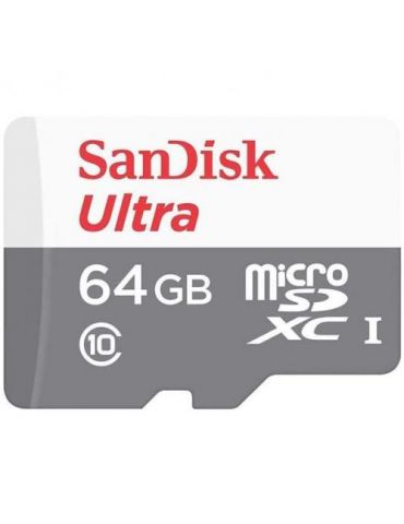 Memory Card microSDXC SanDisk Ultra 64GB, Class 10, UHS-I + Adaptor SD Sandisk - 1 - Tik.ro