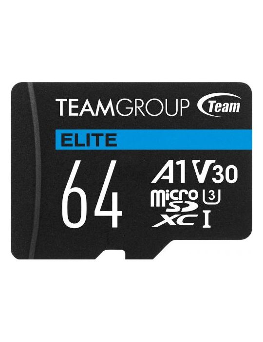 Memory Card microSDXC TeamGroup Elite 64GB, Class 10, UHS-I U3, V30, A1 + Adaptor SD Team group - 1