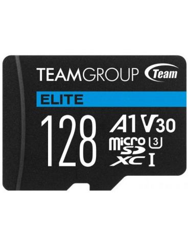 Memory Card microSDXC TeamGroup Elite 128GB, Class 10, UHS-I U3, V30, A1 + Adaptor SD Team group - 1 - Tik.ro