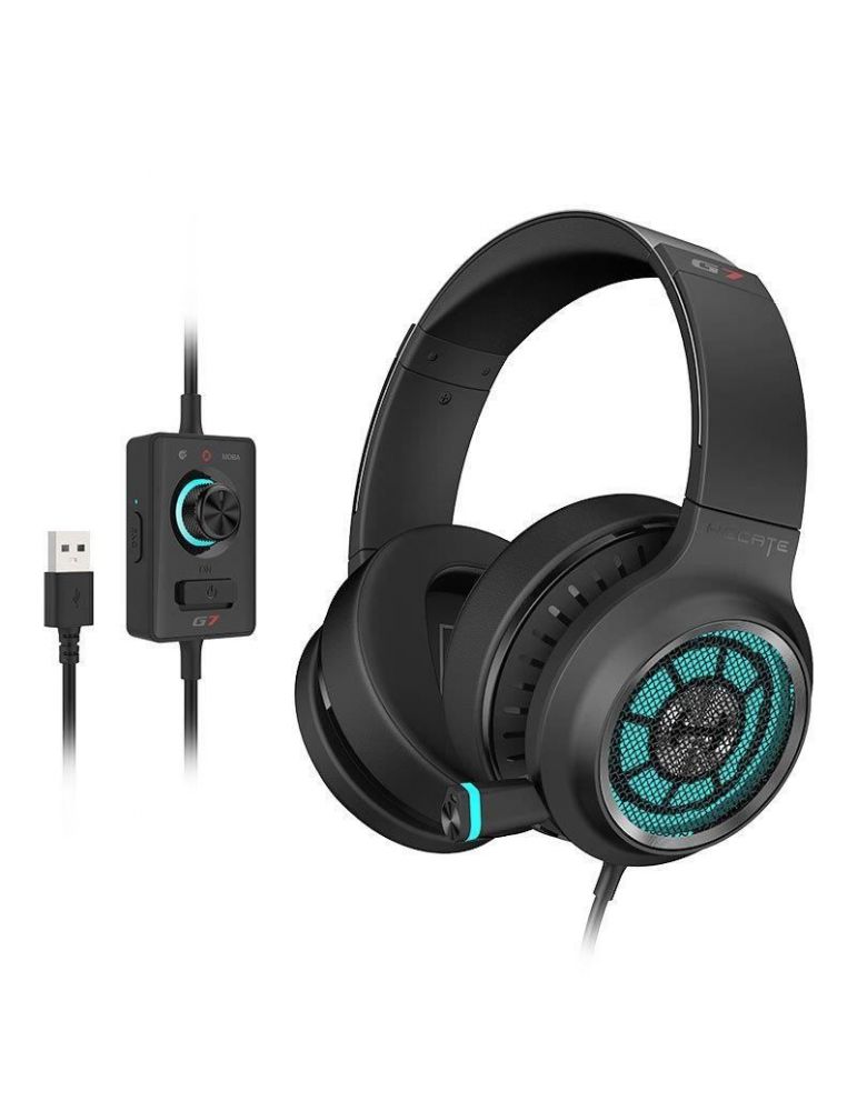 Casti edifier cu fir gaming utilizare multimedia microfon pe casca detasabil conectare prin usb 2.0 negru g7-bk (include tv 0.8l
