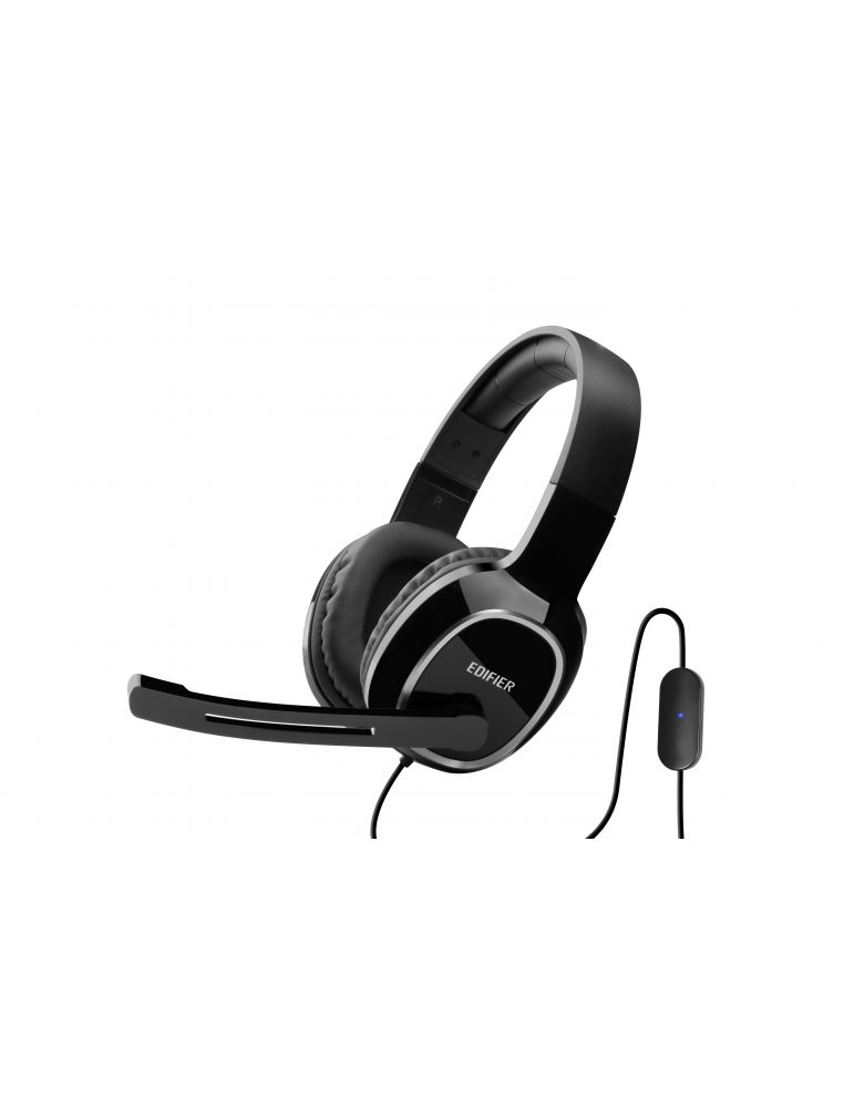 Casti edifier cu fir standard utilizare multimedia call center microfon pe casca conectare prin usb 2.0 negru k815-bk (include t