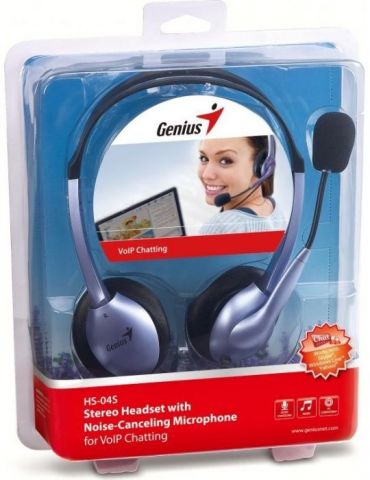 Casti genius hs-04s cu fir standard utilizare multimedia microfon pe brat conectare prin jack 3.5 mm x 2 negru 31710025100 (incl