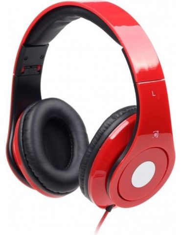Casti gembird detroit cu fir standard utilizare multimedia smartphone microfon pe fir conectare prin jack 3.5 mm negru / rosu mh