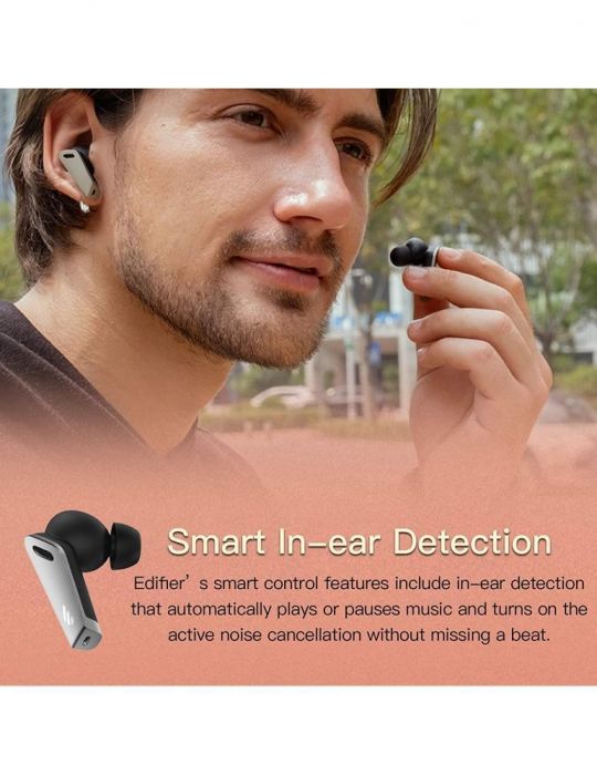Casti edifier wireless intraauriculare - butoni utilizare smartphone microfon pe casca alb twsnb2-w  (include tv 0.18lei) Edifie