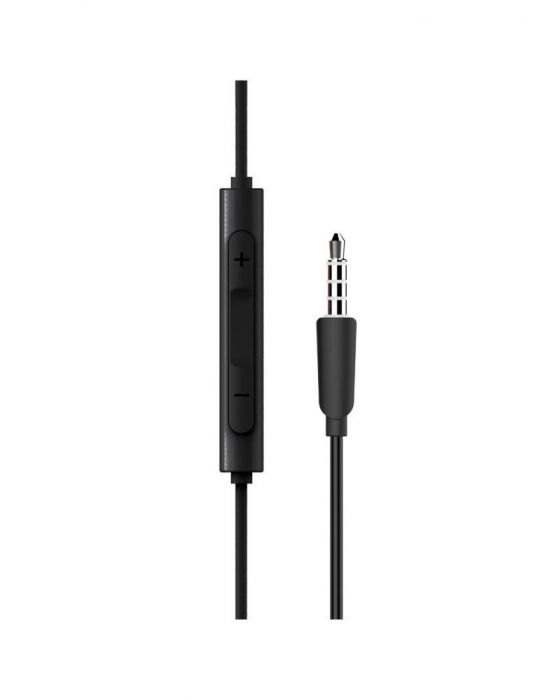 Casti edifier cu fir intraauriculare - butoni pt smartphone microfon pe fir conectare prin jack 3.5 mm buton in-line negru p205-