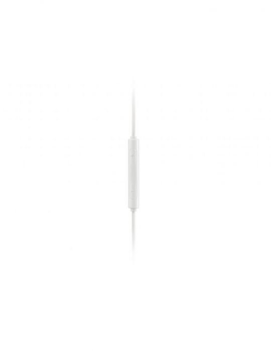 Casti edifier cu fir intraauriculare - butoni pt smartphone microfon pe fir conectare prin jack 3.5 mm alb p180-plus-w (include 