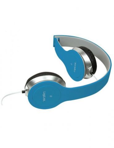 Casti logilink cu fir standard utilizare multimedia smartphone microfon pe fir conectare prin jack 3.5 mm albastru / argintiu hs
