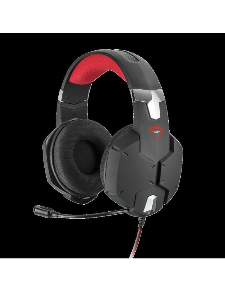 Casti trust gxt 322 carus cu fir gaming utilizare multimedia microfon pe brat conectare prin jack 3.5 mm x 2 negru tr-20408 (inc