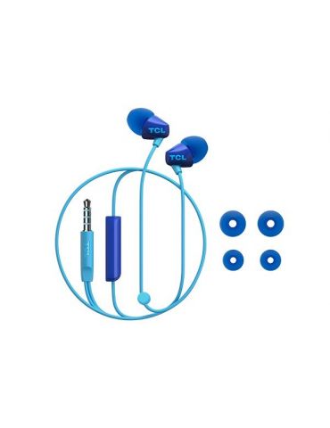 Casti tcl socl100bl cu fir intraauriculare pt smartphone microfon pe fir conectare prin jack 3.5 mm albastru socl100bl-eu (inclu