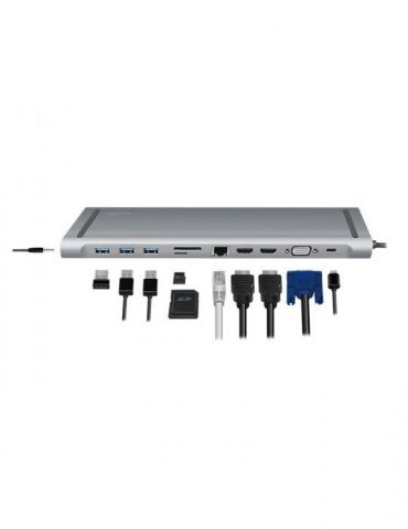 Docking station logilink universal conectare pc usb 3.1 usb 3.0 x 3 porturi video vga x 1 hdmi x 2 rj-45 card reader pd 3.0 pana
