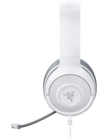Casti razer - gaming kraken x cu fir gaming utilizare multimedia microfon pe brat conectare prin jack 3.5 mm alb rz04-02890300-r