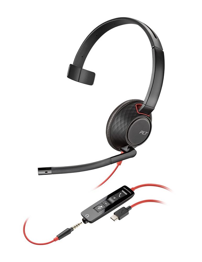 Casca Poly Blackwire 5210, 3.5mm jack/USB-A, Black