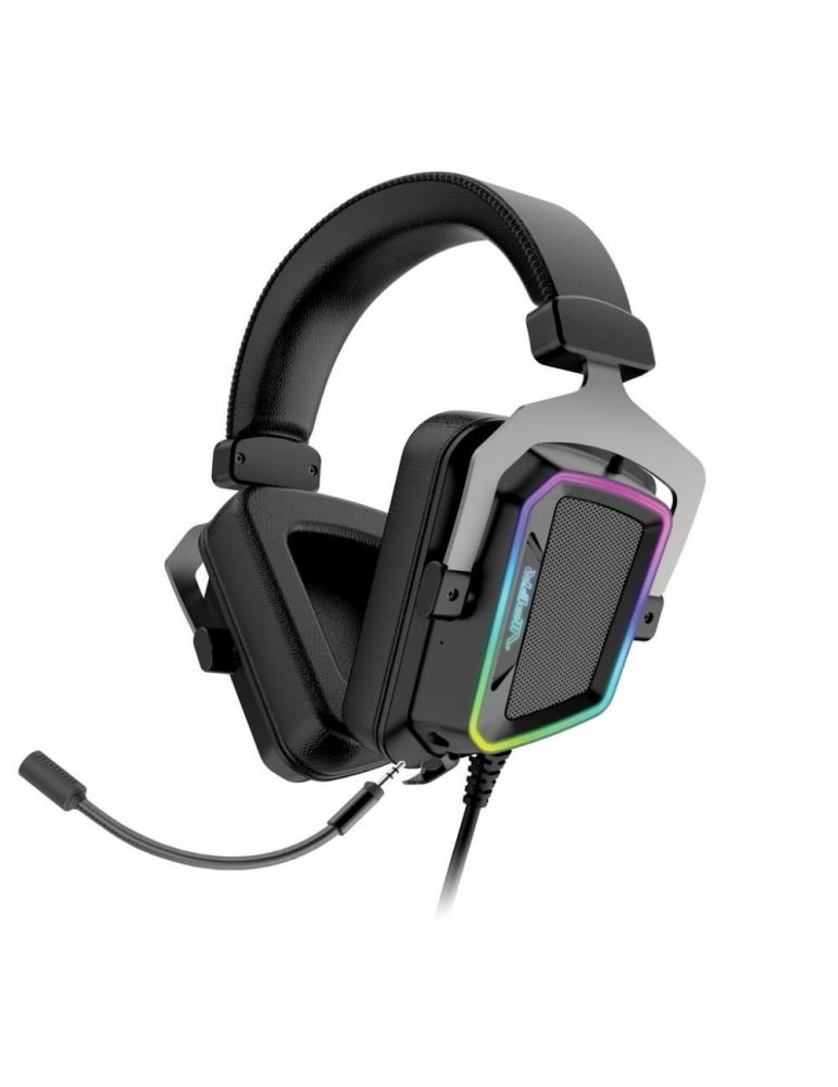 Casti patriot viper v380 cu fir gaming utilizare multimedia microfon pe brat detasabil conectare prin usb 2.0 negru pv3807umxek