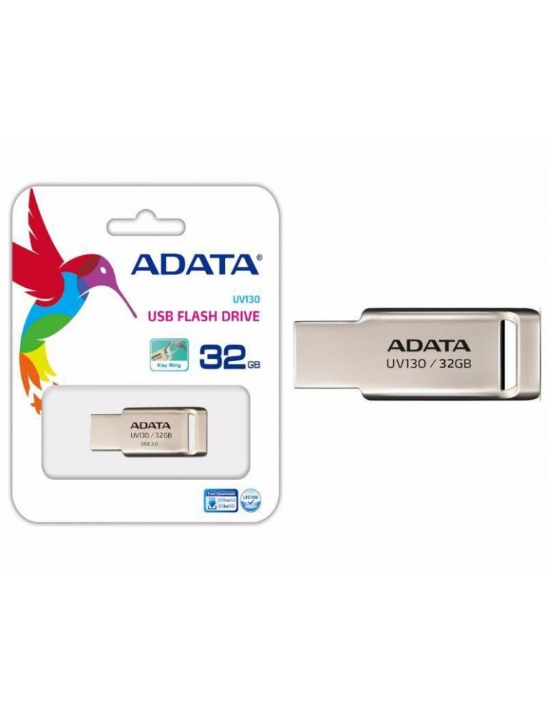 Memorie usb 2.0 adata 32 gb profil mic carcasa metalica auriu auv130-32g-rgd (include tv 0.03 lei)