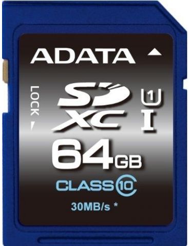 Card sd adata 64 gb sdxc clasa 10 standard uhs-i u1 asdx64guicl10-r (include tv 0.03 lei) Adata - 1 - Tik.ro