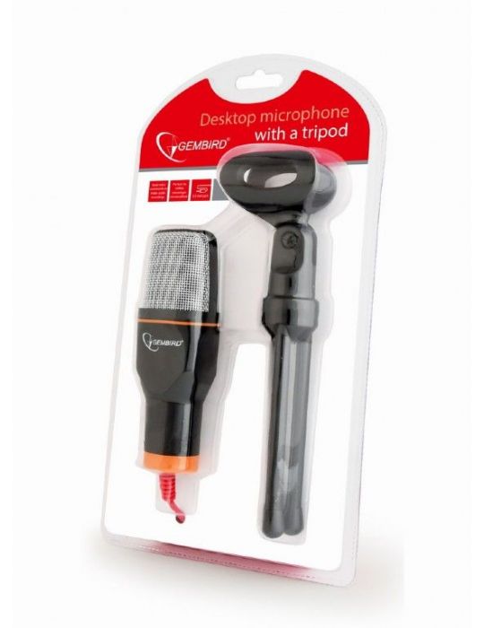 Microfon gembird suport tip trepied conector jack 3.5 mm negru mic-d-03 (include tv 0.03 lei) Gembird - 1