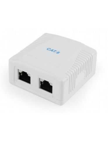 Priza retea Gembird, 2x RJ45, FTP, CAT6, White Gembird - 1 - Tik.ro