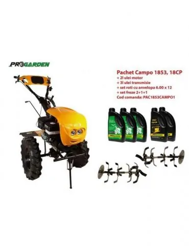 Pachet motocultor Campo 1853 benzina EURO5 18CP 2+1 trepte ulei motor si transmisie incluse Progarden - 1 - Tik.ro