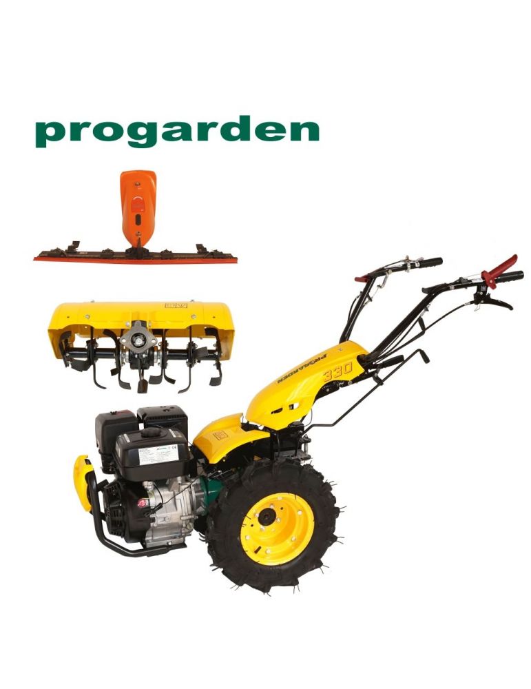 ProGARDEN Pachet Campo U14 motocultor multifunctional 14CP benzina 3+2 viteze bara cosire 1200mm freza tractata BT-X90 900mm [BT