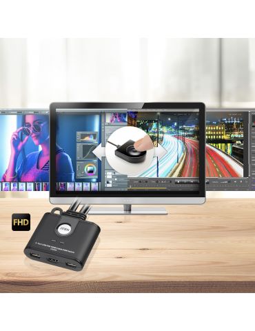 ATEN CS22HF switch-uri pentru tastatură, mouse și monitor (KVM) Negru