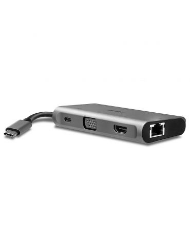Lindy 43278 stații de andocare și replicatoare de porturi pentru calculatoare portabile USB 3.2 Gen 1 (3.1 Gen 1) Type-C Gri
