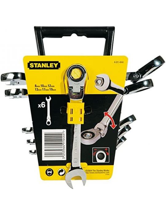 Stanley 4-91-444 Set 6 chei combinate cu clichet articulate 8 10 12 13 17 19 mm Stanley - 1