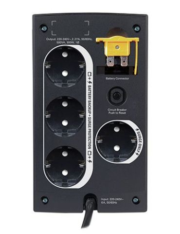 APC Back-UPS 500 surse neîntreruptibile de curent (UPS) 0,5 kVA 300 W 4 ieșire(i) AC
