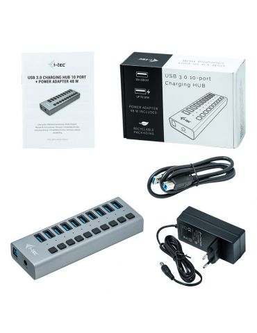 i-tec U3CHARGEHUB10 încărcătoare pentru dispozitive mobile Universală Gri AC De interior