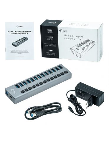 i-tec U3CHARGEHUB13 încărcătoare pentru dispozitive mobile Universală Gri AC De interior