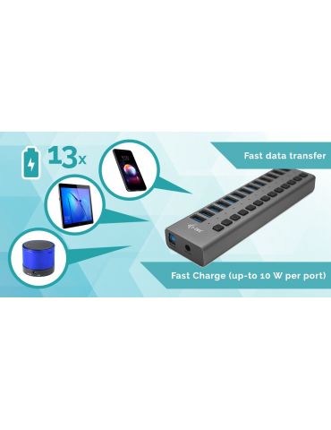 i-tec U3CHARGEHUB13 încărcătoare pentru dispozitive mobile Universală Gri AC De interior