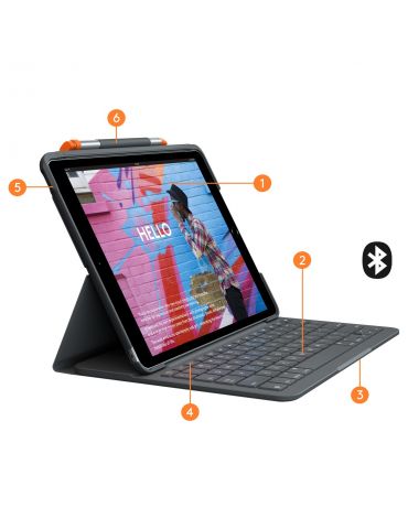 Logitech Slim Folio Grafit Bluetooth AZERTY Franţuzesc