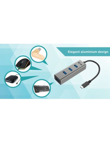 i-tec Metal C31HUBMETAL403 hub-uri de interfață USB 3.2 Gen 1 (3.1 Gen 1) Type-C 5000 Mbit s Gri