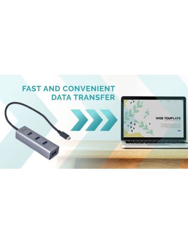 i-tec Metal C31HUBMETAL403 hub-uri de interfață USB 3.2 Gen 1 (3.1 Gen 1) Type-C 5000 Mbit s Gri