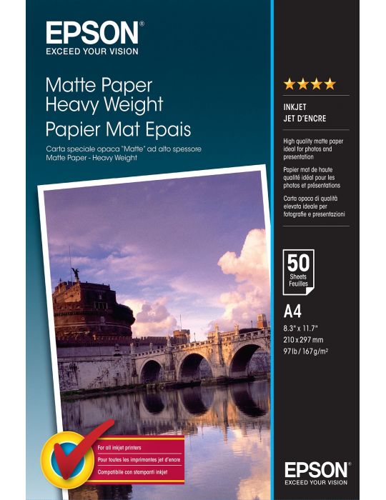 Epson Matte Paper Heavy Weight - A4 - 50 de coli
