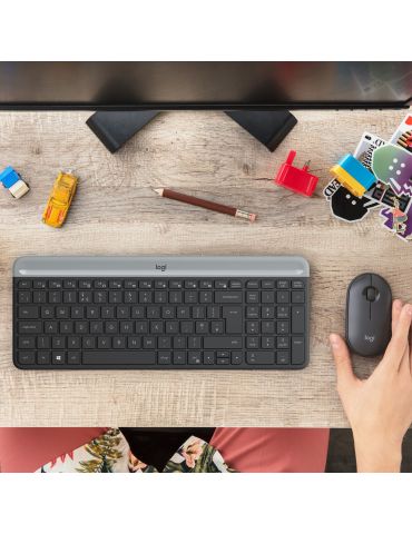 Logitech MK470 tastaturi Mouse inclus RF fără fir QWERTZ Elvețiană Grafit