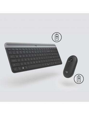 Logitech MK470 tastaturi Mouse inclus RF fără fir QWERTZ Elvețiană Grafit