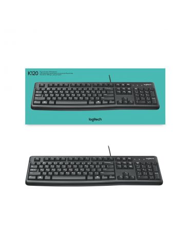 Logitech K120 Corded Keyboard tastaturi USB QWERTZ Elvețiană Negru