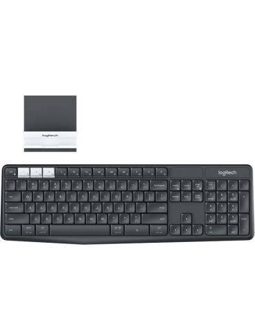 Logitech K375s Multi-Device Wireless Keyboard and Stand Combo tastaturi RF Wireless + Bluetooth QWERTY Rus Grafit, Alb